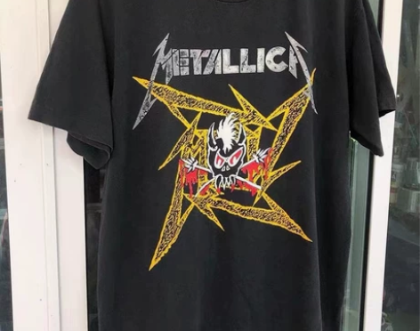 重金属摇滚乐队火骷髅vibe风复古落肩短袖...