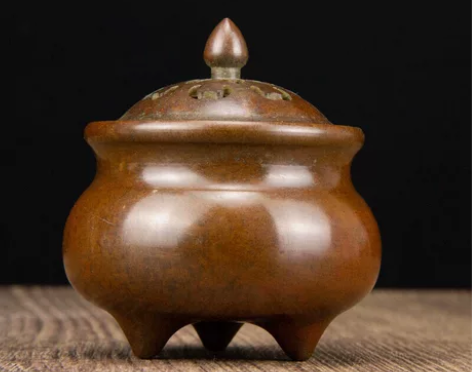 精品纯铜仿古苏工三足小号熏香炉 尺寸：口径...