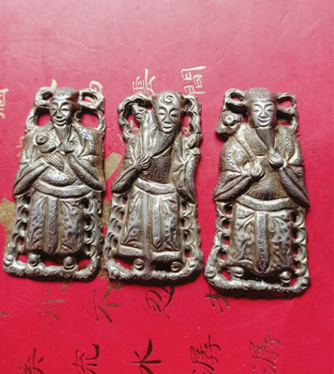 清代帽花福禄寿三仙一套，品相好，带有鎏金，...