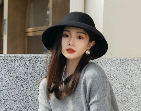 全新新款出口羊毛赫本风礼帽顶气质毛尼帽子女...