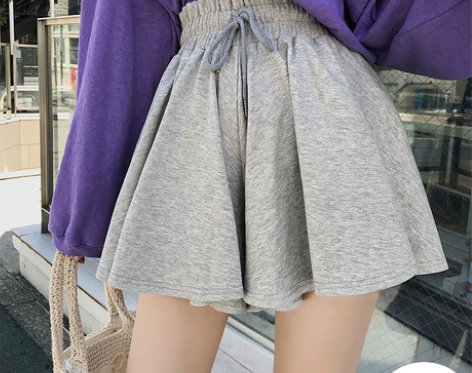珊珊 阔腿显瘦系带松紧高腰百搭休闲短裤女...