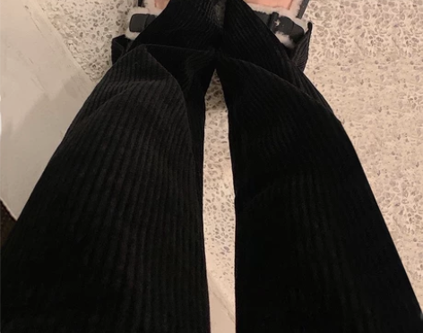 灯芯绒阔腿裤女秋冬加绒加厚针织直筒裤宽松拖...
