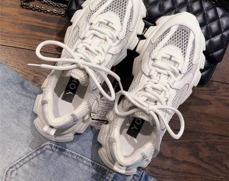 真皮老爹鞋女款2022新款夏季薄款网面休闲...