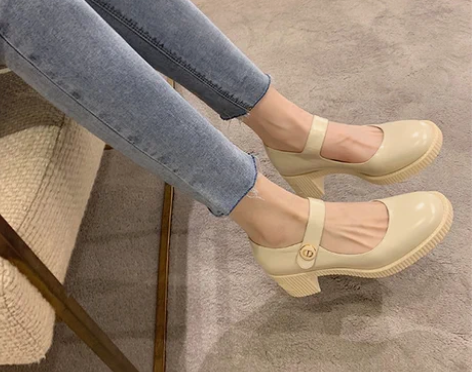 D家玛丽珍鞋女2021年夏新款jk小皮鞋黑...