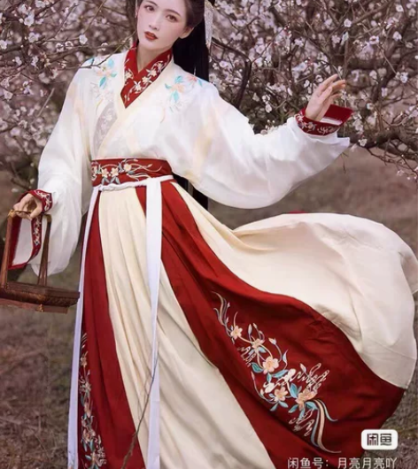 言然月泛廊汉服晋制交领齐腰襦裙 L码 九新...