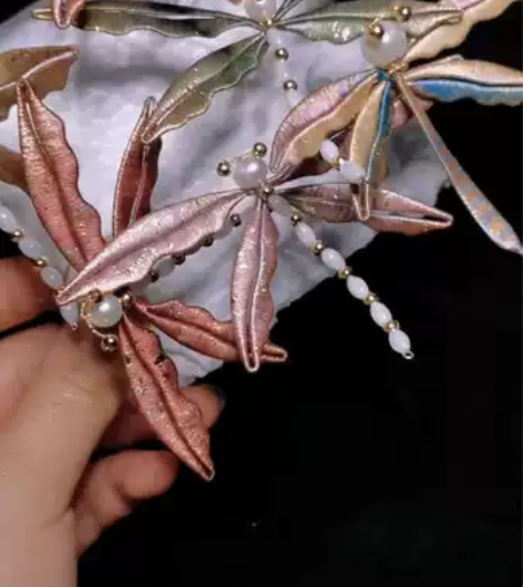 缠花蜻蜓 现货 汉服发饰 蚕丝缠花 新款缠...