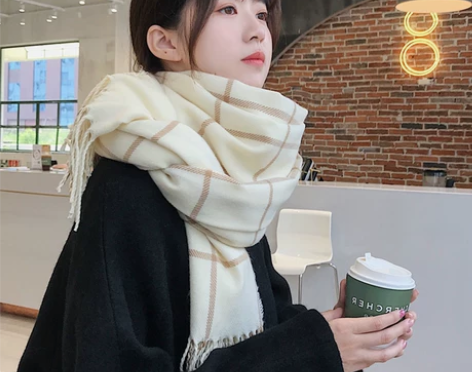 【年货价】仿羊绒围巾女冬季可爱少女英伦日系...