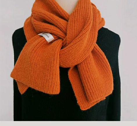 冬季纯色针织围巾男女户外情侣款保暖毛纱高品...