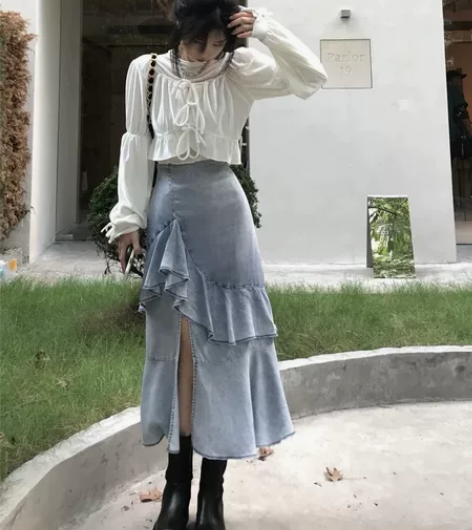 JMSHOP 曼妙美tui 荷叶边裙子仙女...