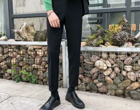 秋季微弹长裤男英伦复古休闲西装裤子韩版修身...