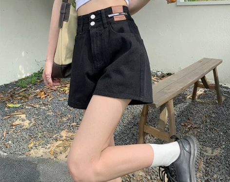 甜辣牛仔短裤女夏季薄款高腰显瘦宽松a字大码...