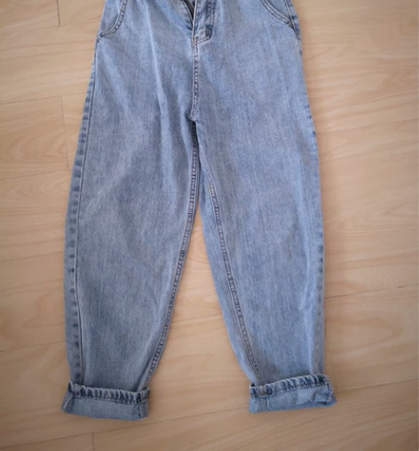 时尚显瘦老爹裤,淡蓝色牛仔裤,显瘦显腿长,...