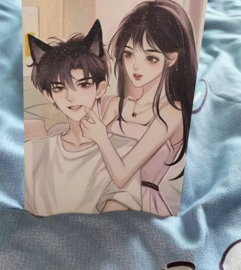 出他和她的猫，印糖定制满天星无框画 感兴趣...