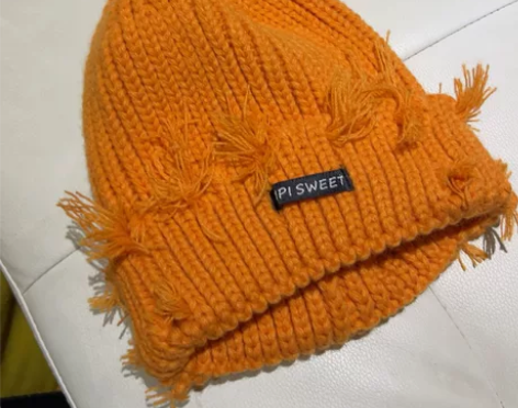 巴翡/秋冬橘色毛线帽女桔色针织帽韩版潮帽子...