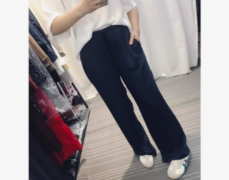 高级光泽阔腿裤休闲裤腰围72 臀围104 ...
