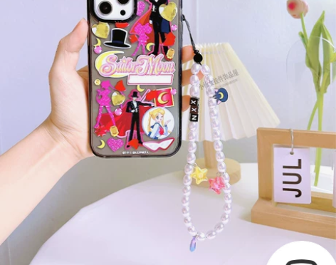 C家同款美少女战士手机挂绳手腕短款串珠手机...