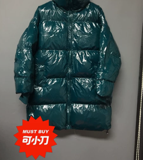 韩范时尚潮流亮面立领中长款保暖棉服外套  ...
