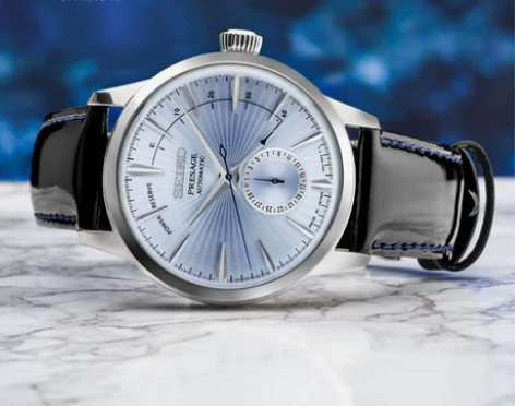 SEIKO精工手表男士机械表简约皮带小蓝针...