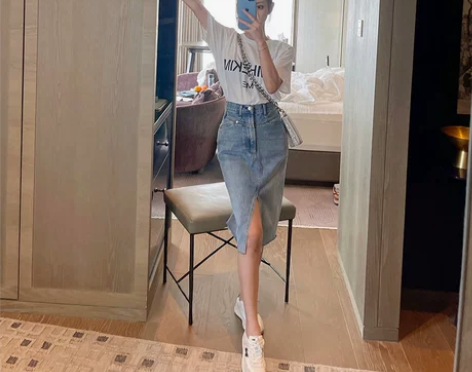 Hiuling 2021春夏高腰复古中长款...