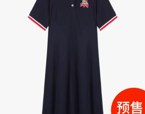 肥mm撞色遮肚裙子大码女装运动风Polo显...