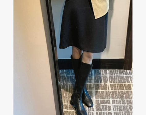 中裙星空呢高腰显瘦A字裙2022秋冬新款遮跨