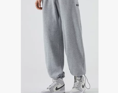 灰色卫裤男 坠感加长潮牌束脚重磅宽松 直筒...