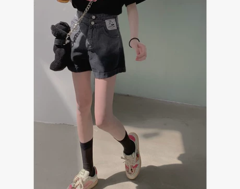 Bibi Bency 双腰渐变色牛仔短裤女...