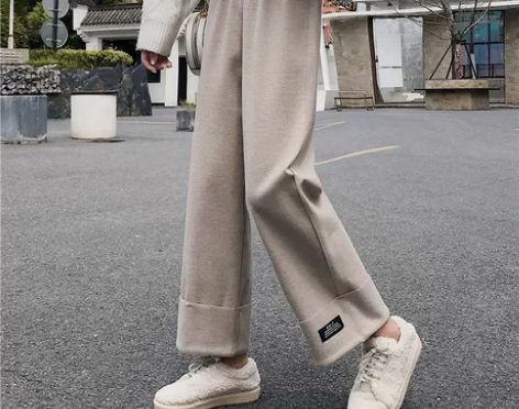 加厚毛呢阔腿裤女秋冬垂感高腰直筒宽松显瘦2...
