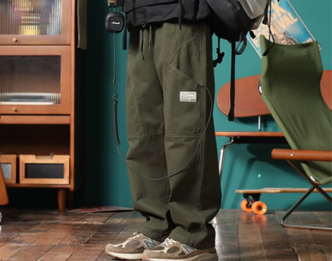 日系cityboy直筒休闲裤男宽松复古阔腿...