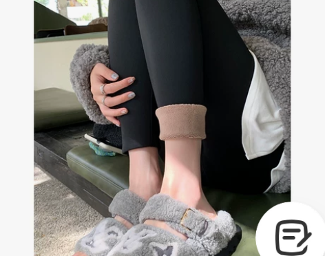 阿一 加厚乳胶打底裤女冬季外穿黑色收腹提臀...