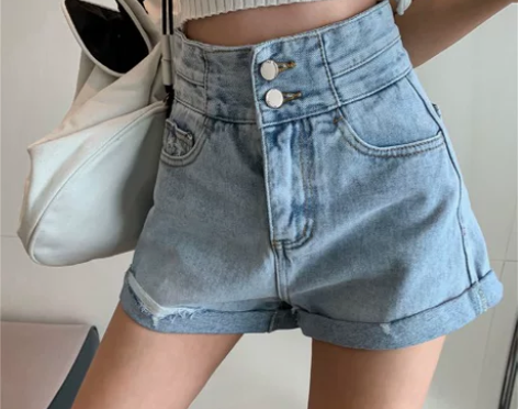 高腰泫雅浅色牛仔裤女显瘦2020新款阔腿裤...