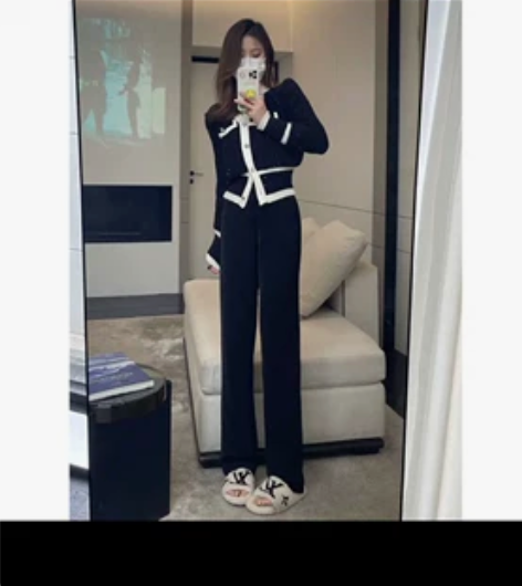 女休闲裤西装面料不出褶阔腿裤垂感高腰显瘦显...