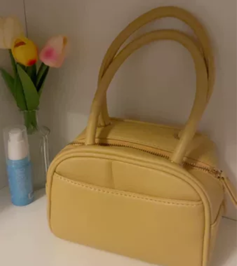 韩版早春新款小众荔枝纹手提包时尚百搭手拎小...