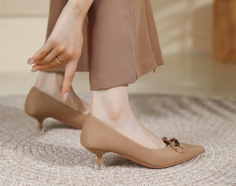 少女单鞋单鞋法式高跟鞋女2023春季新款细...