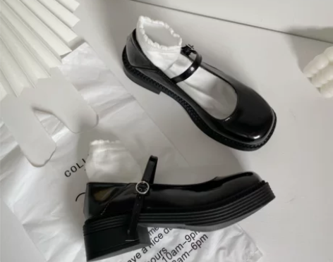 粗跟厚底玛丽珍鞋小皮鞋女韩版百搭复古英伦风...