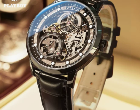 花花公子手表男士机械表全自动新款正品潮流时...
