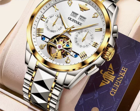 一手货源瑞士欧品客男士机械全自动手表，4....