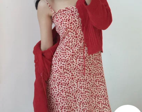 【99新】法式少女复古vintage红色枫...