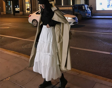 网纱蛋糕裙半身裙女中长款高腰百褶裙 仅试穿...