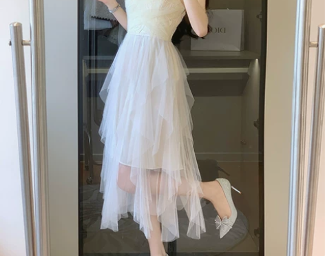 GeminiEgg 秋季新款仙女网纱胸垫礼...