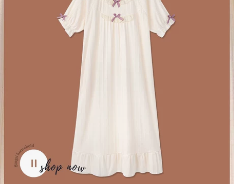 睡裙女夏季纯棉短袖薄款宽松家居服春夏中长款...