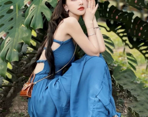 三亚穿搭海边沙滩裙女露背民族风云南西双版纳...