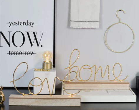 ins风欧式字母小夜灯客厅创意家居摆件酒柜...