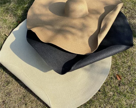 欧美春夏圆顶加大檐出游度假凹造型沙滩防晒大...