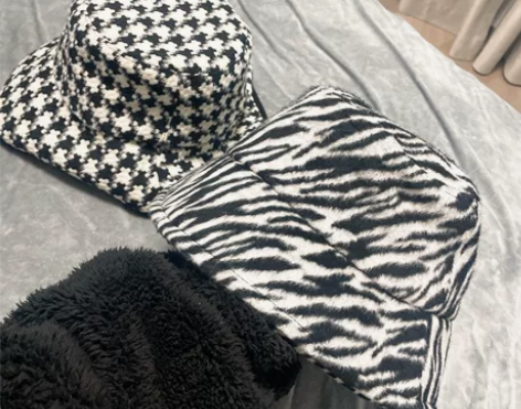 秋冬毛呢复古斑马纹渔夫盆帽 质感好，仅带过...