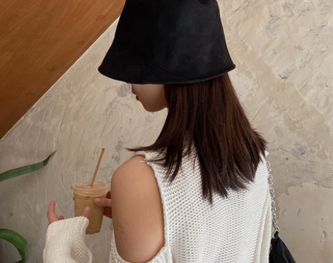 西本/秋冬复古麂皮绒渔夫帽女韩版休闲显脸小...