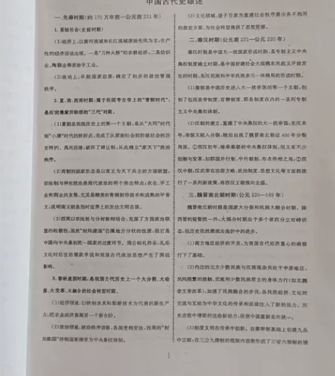 高中历史教辅资料，本人自己打印的，包括中国...