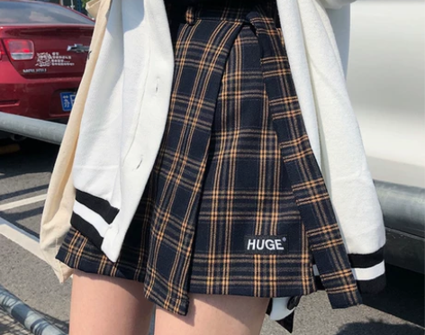 裙子短裙高腰格子裙很仙的法国小众半身裙女不...