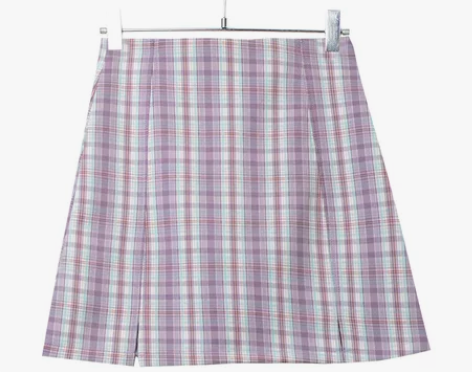EGGKA紫色A字裙格子裙半身裙女夏，淡淡...
