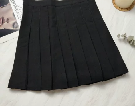 大码高腰半身裙女胖mm夏季黑色百褶裙学院风...